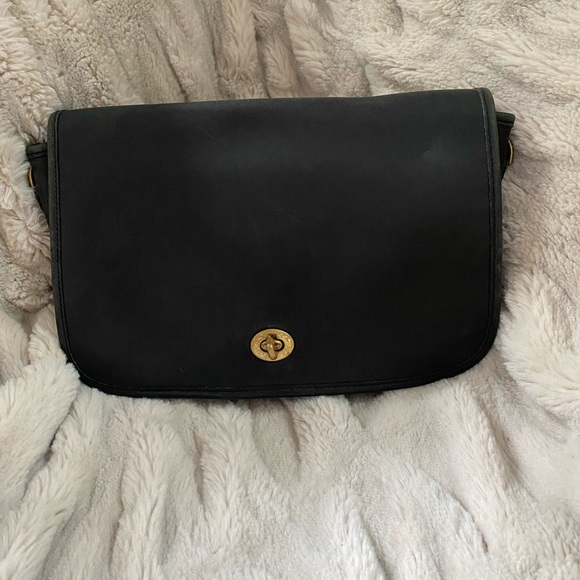 Vintage Coach Black Leather Convertible Clutch No Strap - Picture 1 of 10